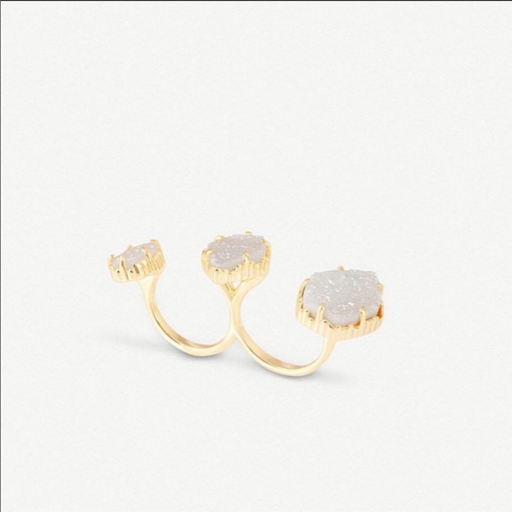 Kendra Scott White Drusy Naomi Double Ring in Gold